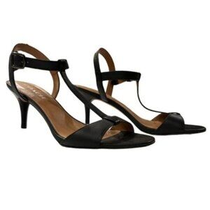 Coach Black Leather 'Melodie' T-strap Heeled Sandal Size 8.5